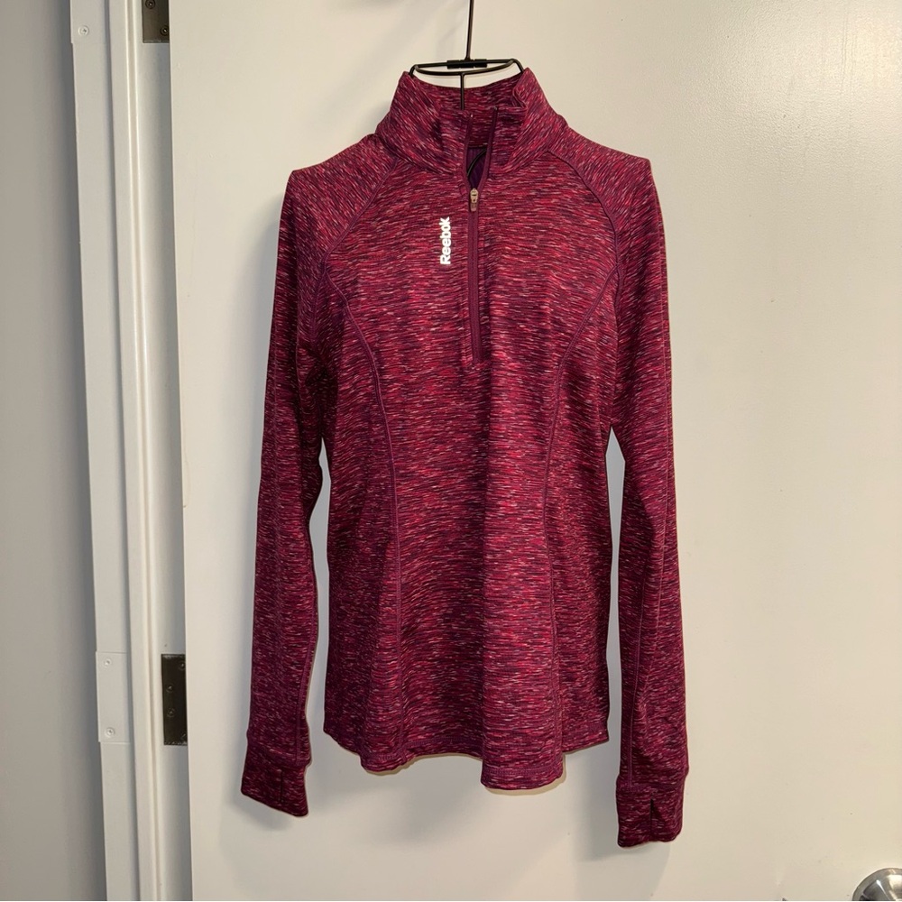 Reebok Zip Mock Neck Long Sleeve Top Purple